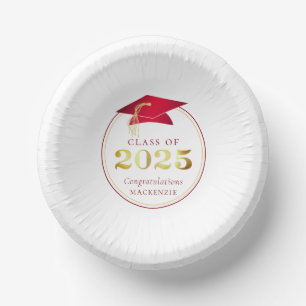 Bols En Carton Graduation 2025 Faux Metallic Red Gold