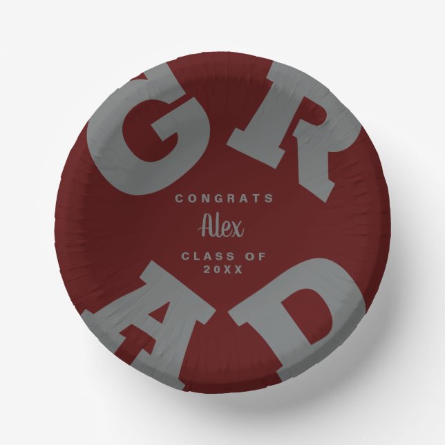 Bols En Carton Gris gras de graduation sur marron foncé (Recto)