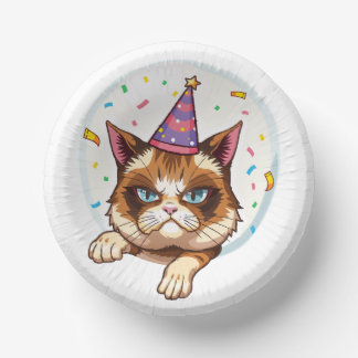 Bols En Carton Grumpy Birthday Chat - Casquette de fête & Confett