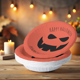 Bols En Carton Halloween Jack-o'-lantern Orange Paper Bowls