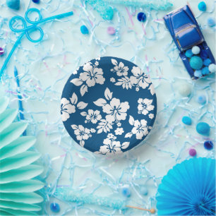 Bols En Carton Hibiscus bleu turquoise et blanc