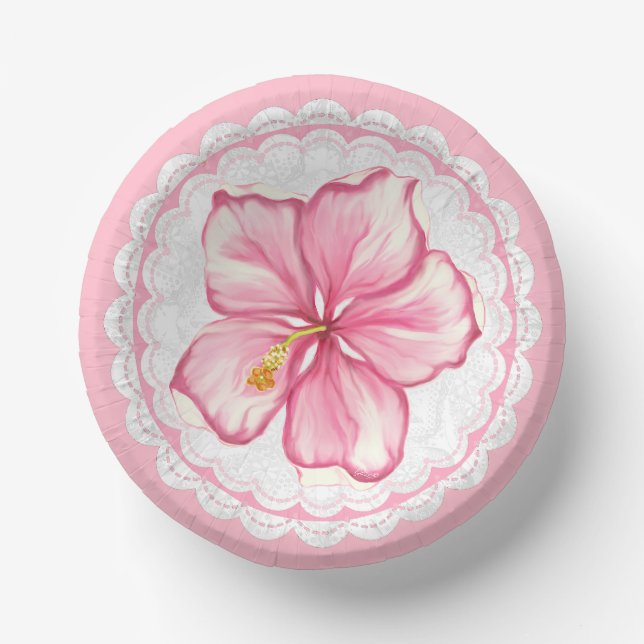 Bols En Carton Hibiscus & dentelle PINK (Recto)