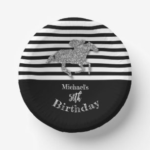 Bols En Carton Hippocampe noir blanc rayures Anniversaire