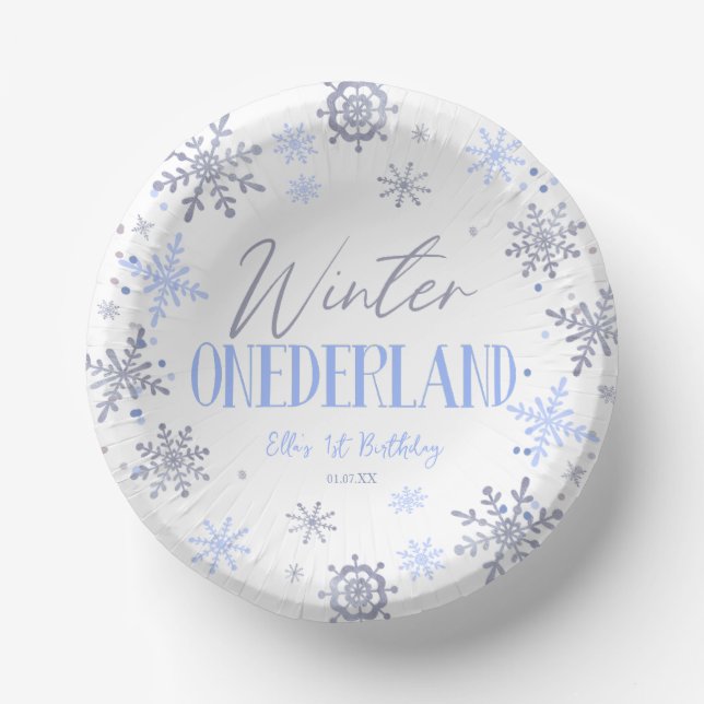 Bols En Carton Hiver ONE derland Flocon de neige 1er anniversaire (Recto)