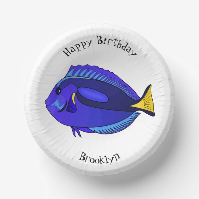 Bols En Carton Illustration du poisson de la cuve bleue (Recto)
