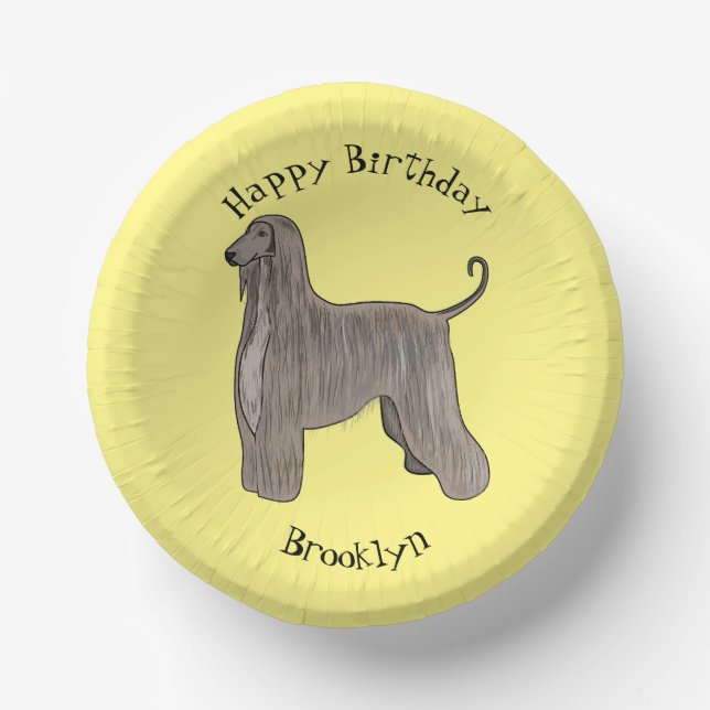 Bols En Carton Illustration d'un chien hound afghan (Recto)