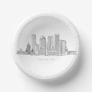 Bols En Carton Illustration minimaliste de la skyline de Boston