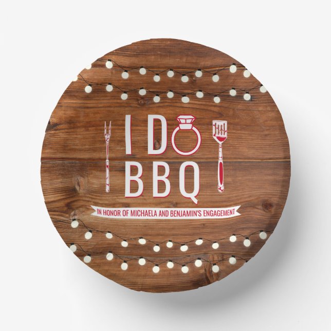Bols En Carton Je fais BBQ Rustic Engagement Partie Couples Douch (Recto)