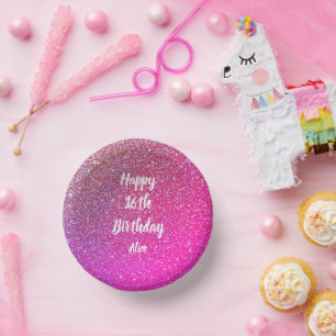 Bols En Carton Joyeux 16e anniversaire Nom Rose Rose Parties scin