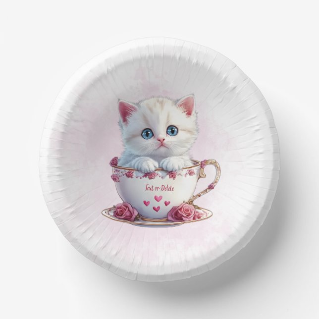 Bols En Carton Kitten en Coupe Fleurs Roses Bol en Papier (Recto)