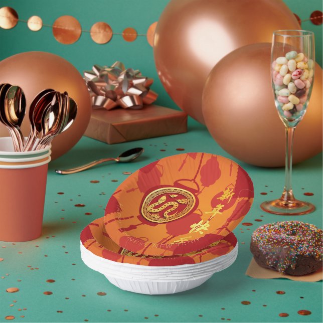 Bols En Carton Lanterne rouge Serpent chinois Nouvel An PPB (Multi)