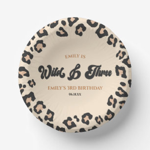 Bols En Carton Leopard Cheetah Wild & Three 3e fête d'anniversair