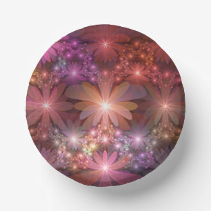 Bols En Carton Lit De Fleurs Coloré Brillant Art Fractal Abstrait