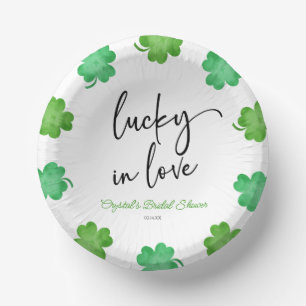 Bols En Carton Lucky In Love Green Shamrock Clovers Fête des mari