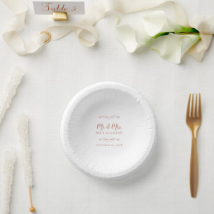 Bols En Carton M. Mme Mariage Élégant Réception Fête Rose Gold