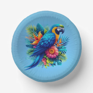 Bols En Carton Macaw tropicale bleue et colorée