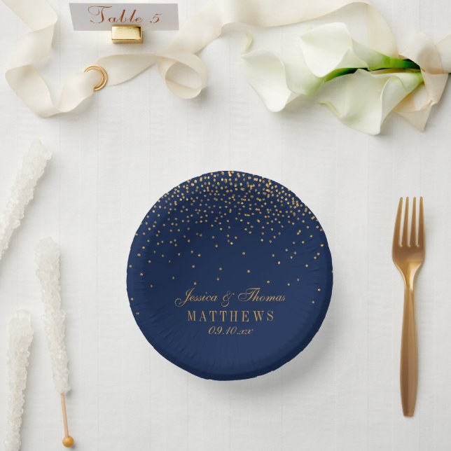 Bols En Carton Mariage Confetti en or bleu marine et glam (Mariage)