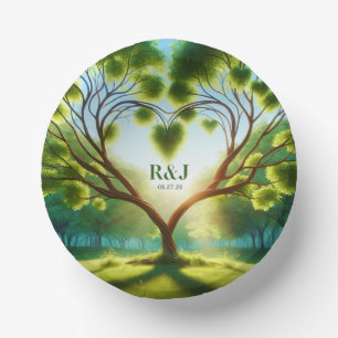 Bols En Carton Mariage de monogramme romantique vert