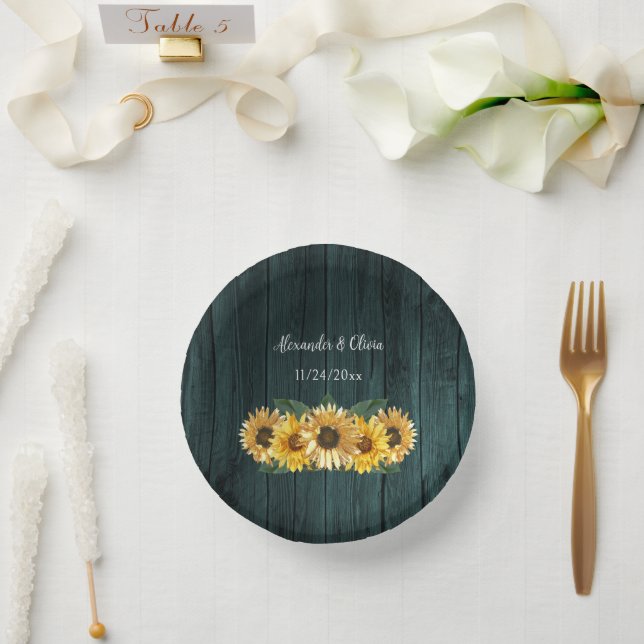 Bols En Carton Mariage de tournesol Turquoise rustique (Mariage)