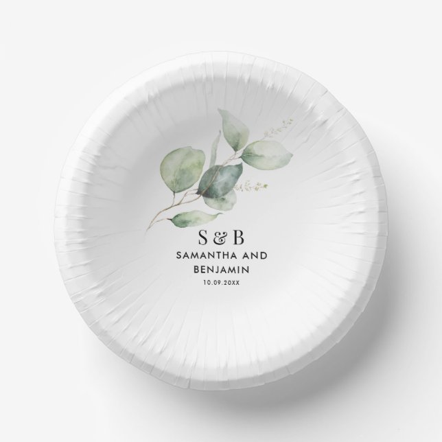 Bols En Carton Mariage Eucalyptus aquarelle (Recto)