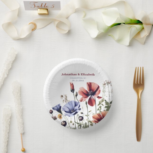Bols En Carton Mariage Fleur sauvage aquarelle (Mariage)