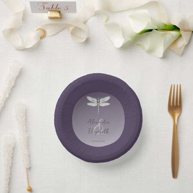 Bols En Carton Mariage Libellule Violet Foncé (Mariage)