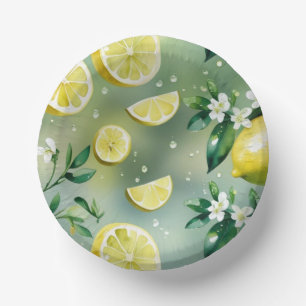 Bols En Carton Mariage moderne jaune citron floral script