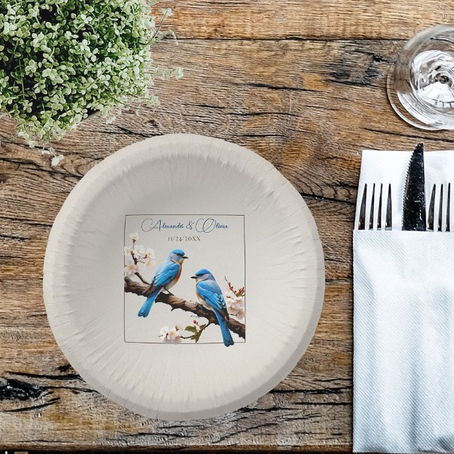 Bols En Carton Mariage Spring Bluebirds (Spring Bluebirds Wedding Paper Bowls)