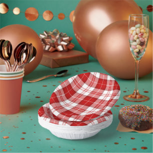 Bols En Carton Menzies tartan rouge blanc plaid