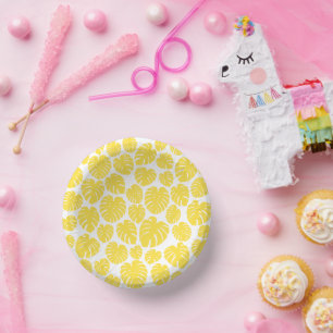 Bols En Carton Monstera - Citron jaune et blanc