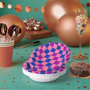 Bols En Carton Motif à carreaux bleu rose violet