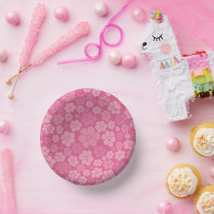 Bols En Carton Motif à fleurs - rose