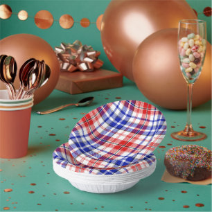 Bols En Carton Motif carreaux tartan blanc rouge bleu