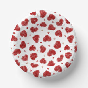 Bols En Carton Motif coeurs rouges et blancs