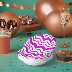 Bols En Carton Motif de conception de zigzag chevron blanc violet