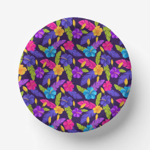 Bols En Carton Motif de feuilles et fleurs tropicales-23857