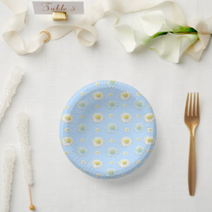 Bols En Carton Motif de marguerite sur fond bleu clair