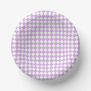 Bols En Carton Motif de vérification violet et blanc