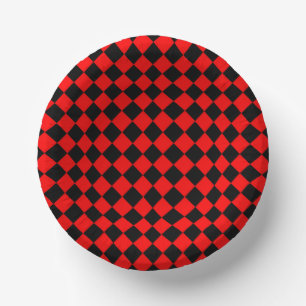 Bols En Carton Motif diamant à carreaux rouge et noir