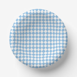 Bols En Carton Motif diamant de damier bleu et blanc