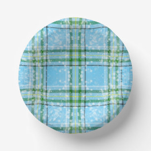 Bols En Carton Motif Tartan à carreaux de neige d'hiver