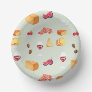 Bols En Carton Motif Vin et Fromage