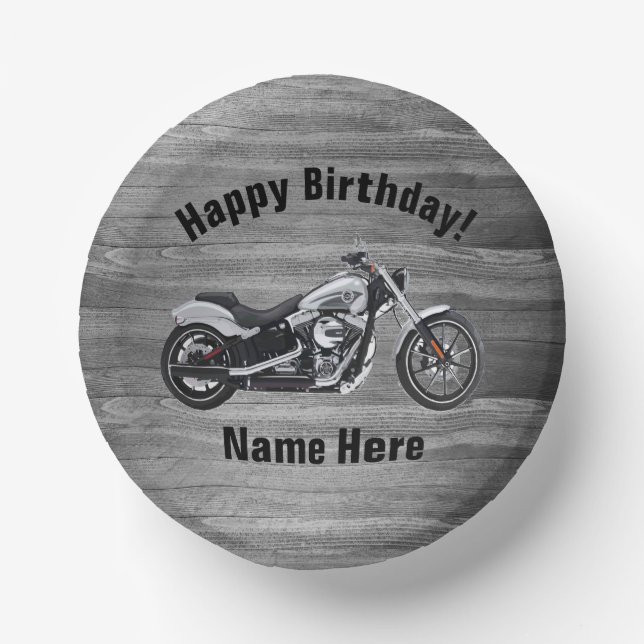 Bols En Carton Moto Joyeux anniversaire Personnalisé Nom Cool  (Recto)