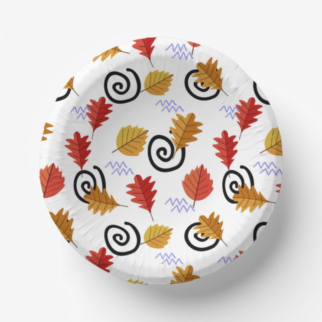 Bols En Carton Multicolor Fall Feuilles géographiques (Recto)