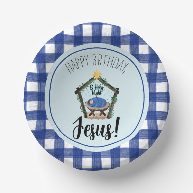 Bols En Carton Nativité aquarelle Joyeux anniversaire Jésus (Recto)