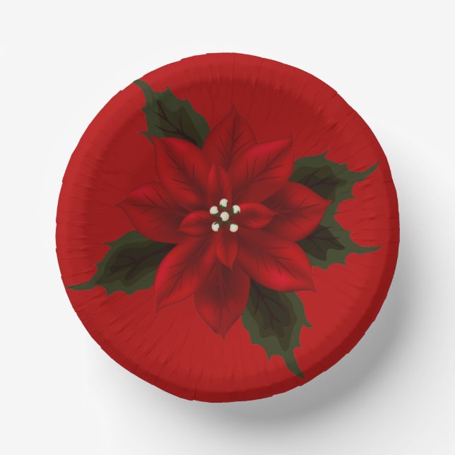 Bols En Carton Noël Rouge Poinsettia  (Recto)