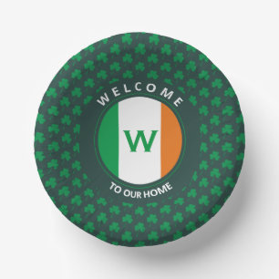 Bols En Carton Nom moderne Monogram Irish Flag Shamrock
