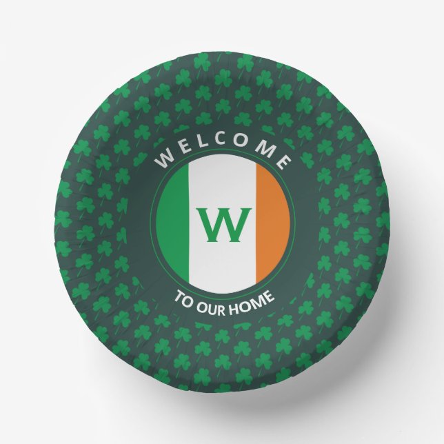 Bols En Carton Nom moderne Monogram Irish Flag Shamrock (Recto)