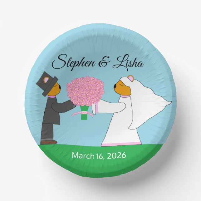 Bols En Carton Nounours Se Marier Mariage Réception Mariage (Recto)