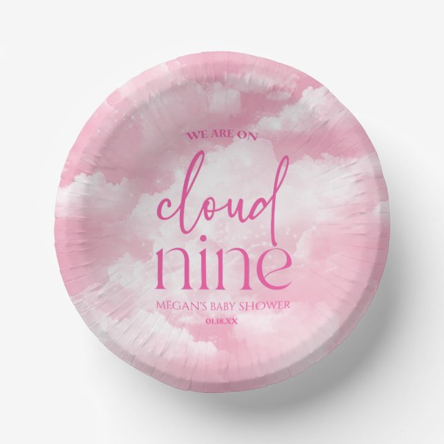 Bols En Carton Nous Sommes Sur Cloud Neuf Baby shower Rose (Recto)